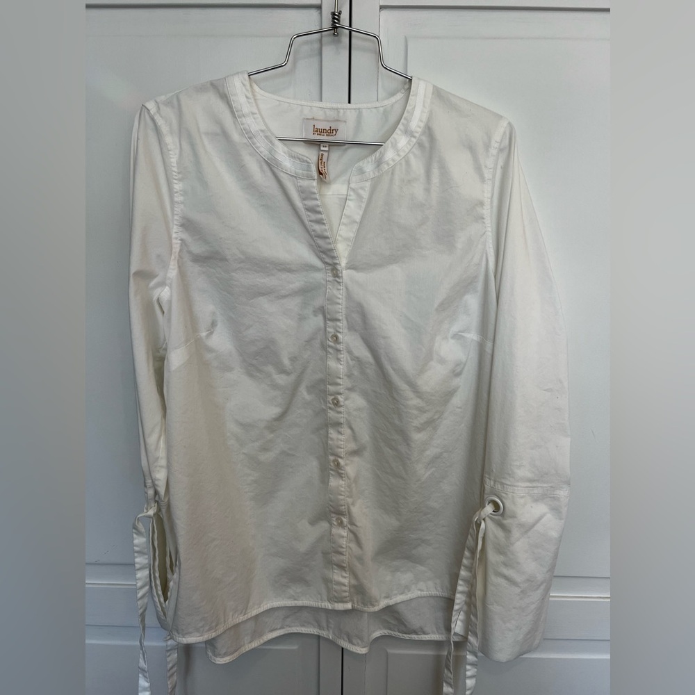 Laundry Shelli Segal | Women’s | Long Sleeve | Button Down | Shirt | White | 10